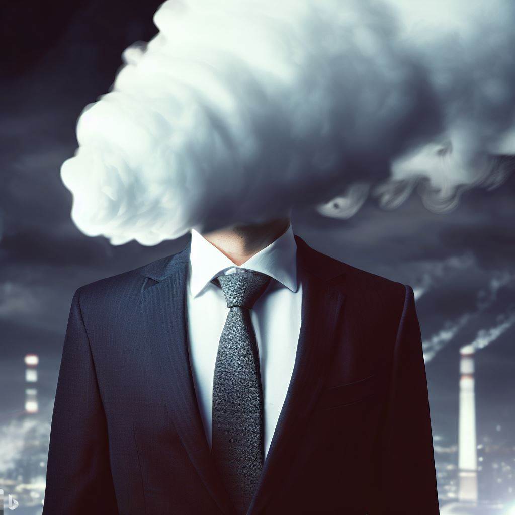 man in suit with smoke in front of face